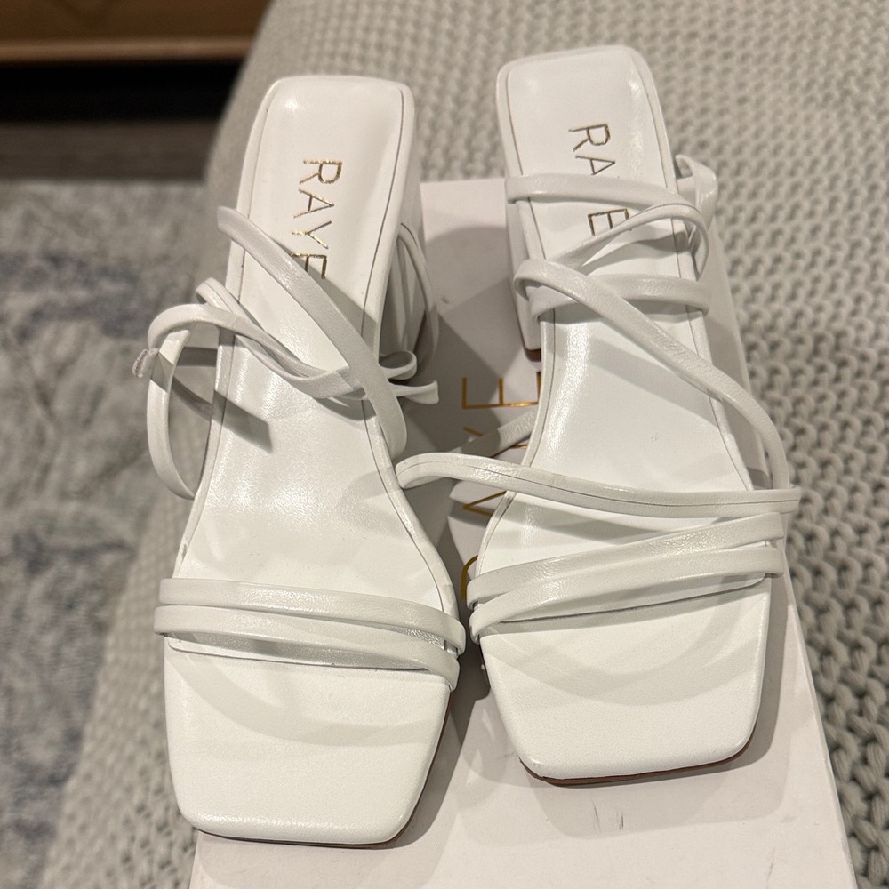 RAYE Elegant White Strappy Heels